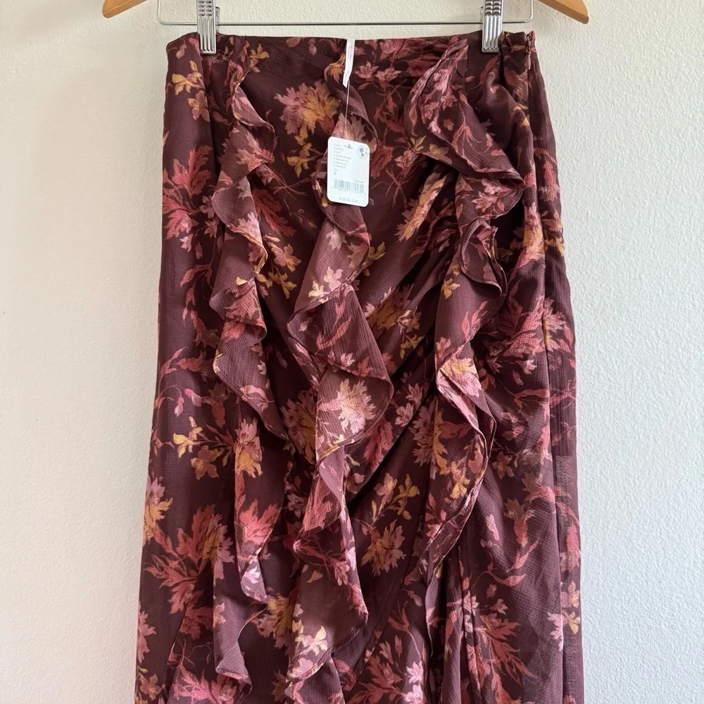 NWT Free People Floral Flounce Around Maxi Skirt 0 - Picture 9 of 13